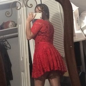 Red lace dress